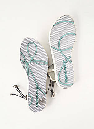 Tongs bout ouvert talon plat jusqu'à 3cm vert STRING TONG femme