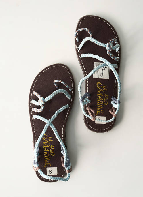 Tongs empiècements bout ouvert bleu LA MARINE fille