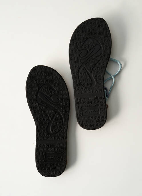 Tongs empiècements bout ouvert bleu LA MARINE fille