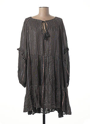 Robe mi-longue manches longues manches longues marron DIXIE femme