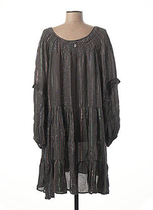 Robe mi-longue manches longues manches longues marron DIXIE femme