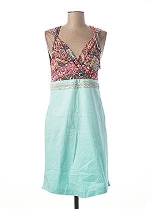 Robe mi-longue imprimé fantaisie manches courtes bleu LO! LES FILLES femme