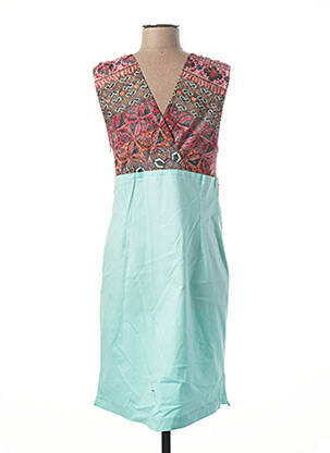 Robe mi-longue imprimé fantaisie manches courtes bleu LO! LES FILLES femme