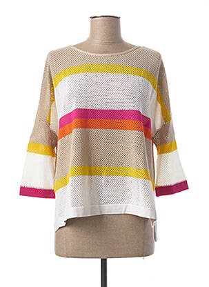 Pull col bateau manches 3/4 blanc MAILLE DE LUXE femme