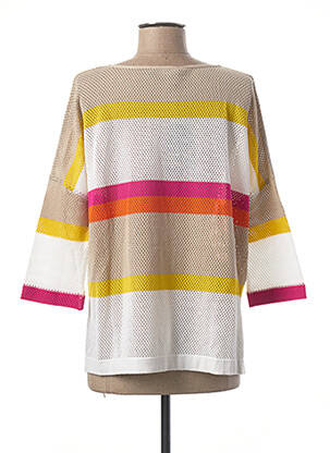 Pull col bateau manches 3/4 blanc MAILLE DE LUXE femme