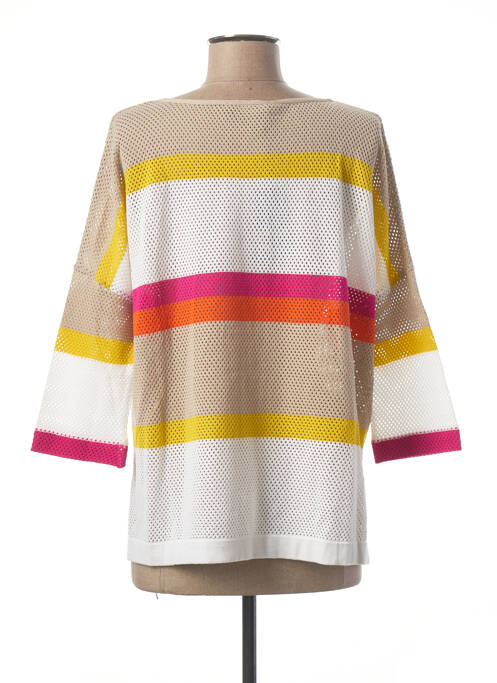 Pull col bateau manches 3/4 blanc MAILLE DE LUXE femme