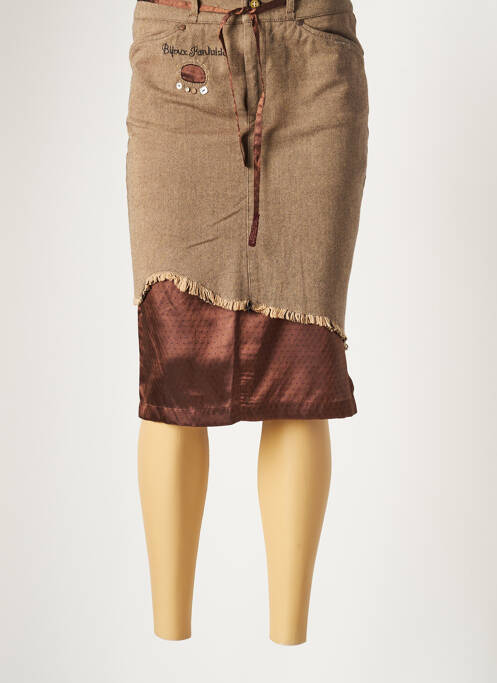 Jupe mi-longue taille normale marron RESPIRE femme