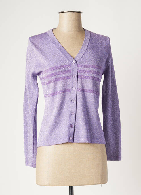 Gilet manches longues violet ROSE NACRE pour femme