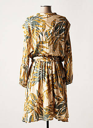 Robe mi-longue coupe fluide manches longues beige IMPERIAL femme
