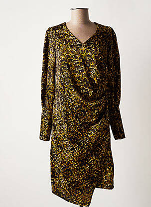 Robe mi-longue imprimé fantaisie manches longues noir NÜ femme