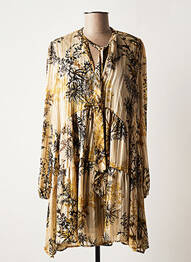 Robe mi-longue coupe fluide manches longues beige PLEASE femme