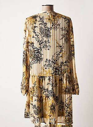 Robe mi-longue coupe fluide manches longues beige PLEASE femme