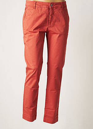 Pantalon chino broderie galons latéraux taille normale orange LAUREN VIDAL femme