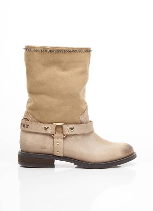 Bottines/boots nubuck talon plat jusqu'à 3cm beige TWINSET femme