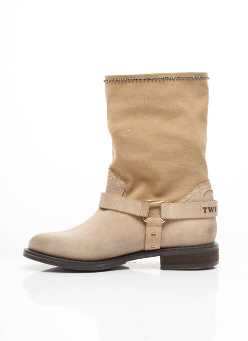 Bottines/boots nubuck talon plat jusqu'à 3cm beige TWINSET femme