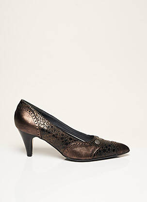 Escarpins matière lisse talon de 4 à 6cm marron MONDRIE femme