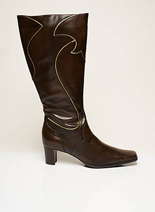 Bottes matière lisse talon de 4 à 6cm marron SIMONA femme