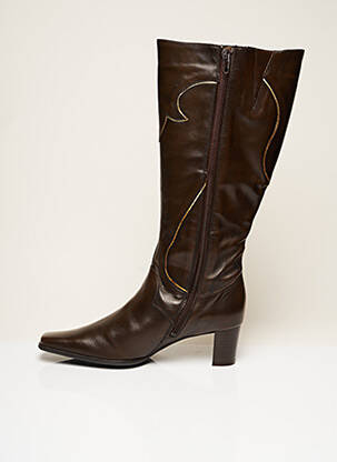 Bottes matière lisse talon de 4 à 6cm marron SIMONA femme