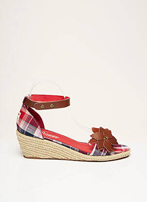 Espadrilles tissage toile talon de 4 à 6cm rouge BUGGY femme