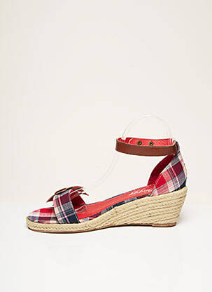 Espadrilles bout ouvert talon de 4 à 6cm rouge BUGGY femme