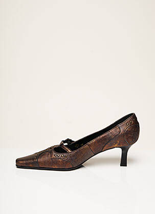 Escarpins bout pointu talon de 4 à 6cm marron J.METAYER femme