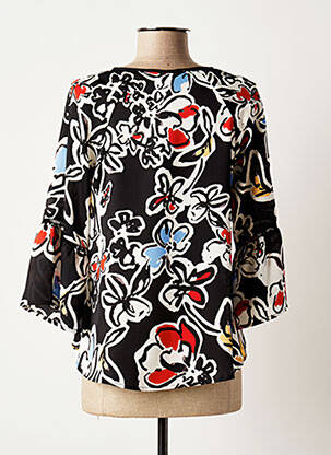 Blouse imprimé fleurs manches 3/4 noir RIVIERES DE LUNE femme