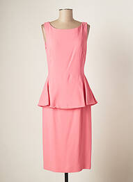 Robe mi-longue tissage crêpe sans manche rose PAULE VASSEUR femme