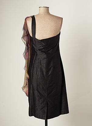 Robe mi-longue imprimé fantaisie sans manche noir PAULE VASSEUR femme