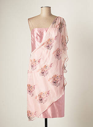 Robe mi-longue imprimé fantaisie fines bretelles rose PAULE VASSEUR femme