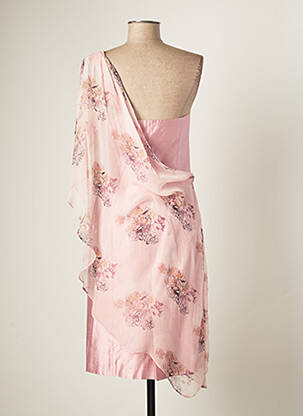 Robe mi-longue imprimé fantaisie fines bretelles rose PAULE VASSEUR femme