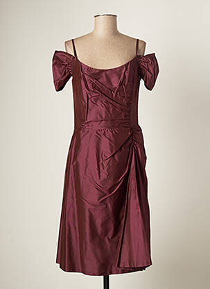 Robe mi-longue fermeture zippée au dos fines bretelles violet PAULE VASSEUR femme
