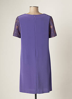 Robe courte fermeture zippée au dos manches courtes violet PAULE VASSEUR femme