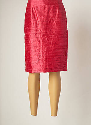 Jupe mi-longue taille haute rose PAULE VASSEUR femme