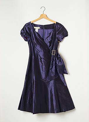 Robe mi-longue manches courtes manches courtes violet PAULE VASSEUR femme