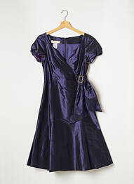 Robe mi-longue fermeture zippée au dos manches courtes violet PAULE VASSEUR femme