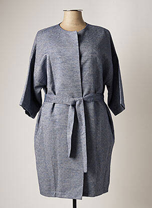 Manteau long coupe cintrée sans capuche bleu NATHALIE VLEESCHOUWER femme