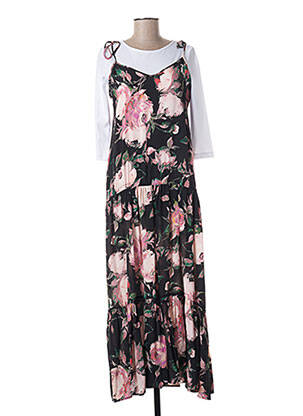 Robe longue imprimé fantaisie manches 3/4 noir IMPERIAL femme
