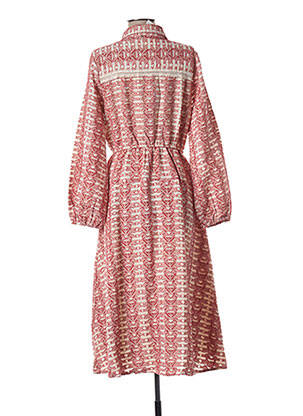 Robe mi-longue imprimé fantaisie manches longues rouge AMENAPIH femme