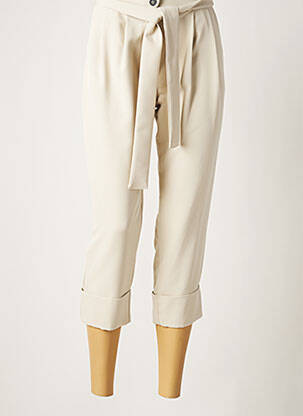 Pantacourt taille haute taille haute beige PLEASE femme
