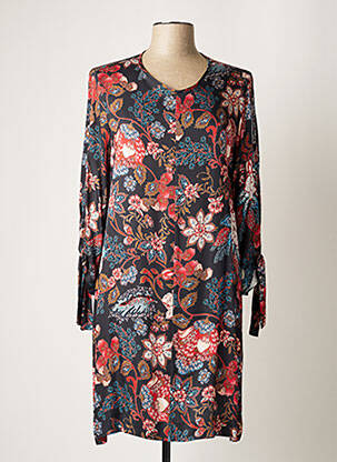 Robe mi-longue imprimé fleurs manches longues bleu IMPERIAL femme