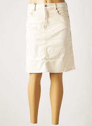 Jupe mi-longue coupe droite beige SELECTED femme