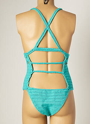 Maillot de bain 1 pièce stretch haut triangles bleu MAIYA femme