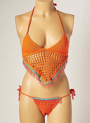 Maillot de bain 2 pièces stretch orange MAIYA femme