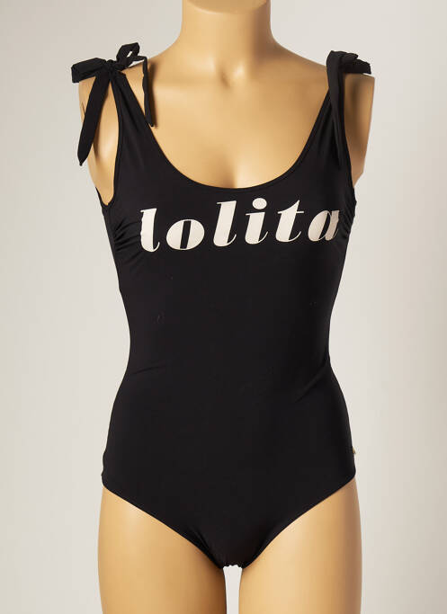 Maillot de bain 1 pièce effet matière satinée noir LOVE STORIES femme