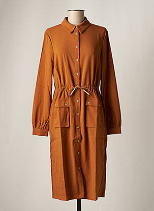 Robe mi-longue manches longues manches longues marron VILA femme