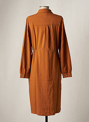Robe mi-longue manches longues manches longues marron VILA femme