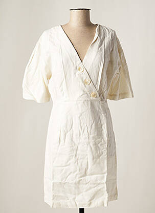Robe mi-longue manches courtes manches courtes blanc DAY OFF femme