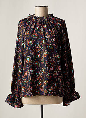 Blouse imprimé fantaisie manches longues bleu DAY OFF femme