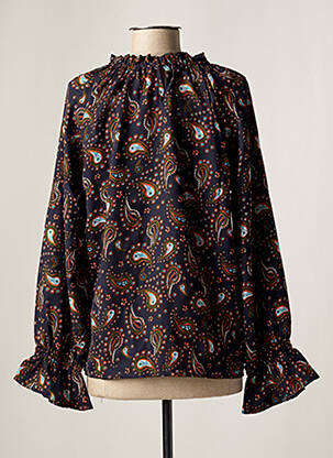 Blouse imprimé fantaisie manches longues bleu DAY OFF femme