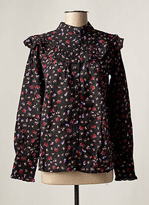 Chemisier imprimé fleurs manches longues noir DAY OFF femme
